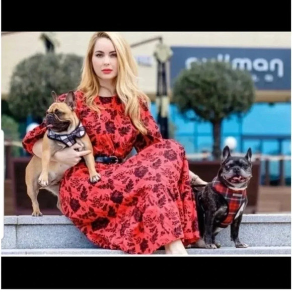 Zara Red Black Floral Sequin Casual Maxi Dress Blogger's Favourite XS - Picture 4 of 16